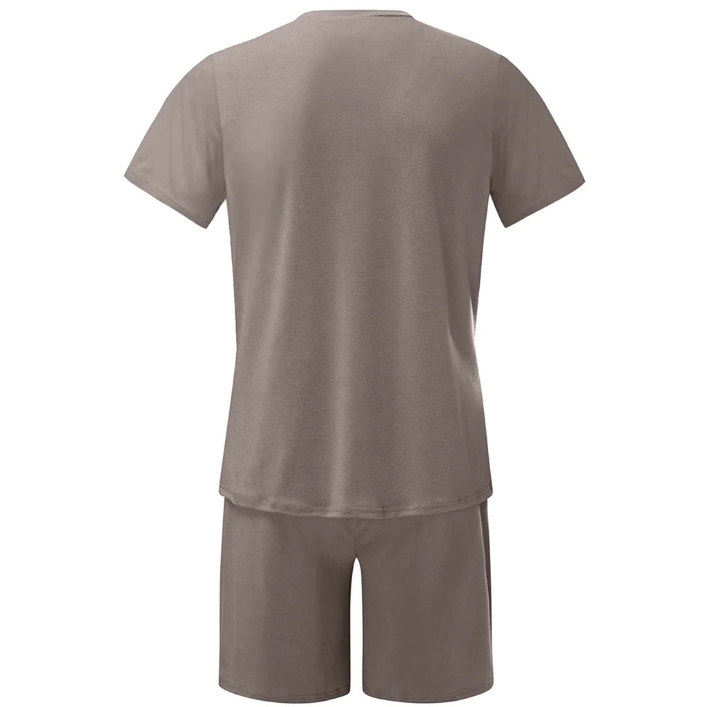 Mens Shorts Set Summer 2 Piece Outfits Casual Solid Shirt and Short Sets Athletic Sportswear Suit Sweatsuit Tracksuits