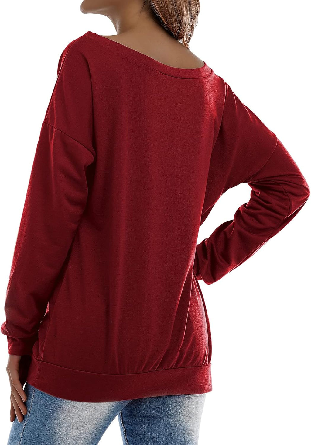 Womens Sweatshirt Love Letter Printed Long Sleeve Pullover off Shoulder Shirt Oversized Top