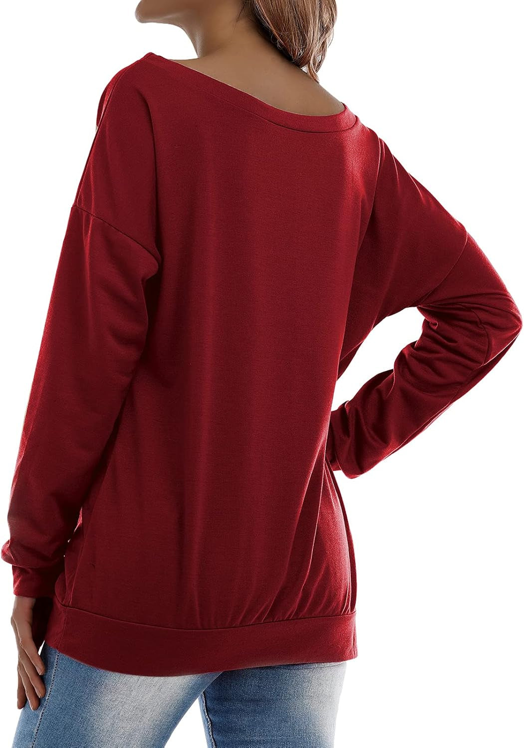 Womens Sweatshirt Love Letter Printed Long Sleeve Pullover off Shoulder Shirt Oversized Top