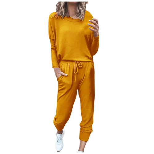 Daily Deals,Two Piece Outfits for Women Fall 2023,Womens Solid Color Sweatsuits Sets 2 Pieces Jogger Sets with Pockets Long Sleeve Jogging Sweat Suit