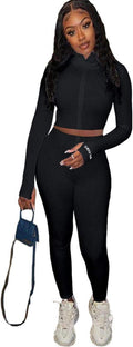 Women Embroidery Zipper High Neck Long Sleeve Bodycon Jumpsuit Shorts Rompers Party Clubwear Outfits Bodysuit (Black-2, XL)