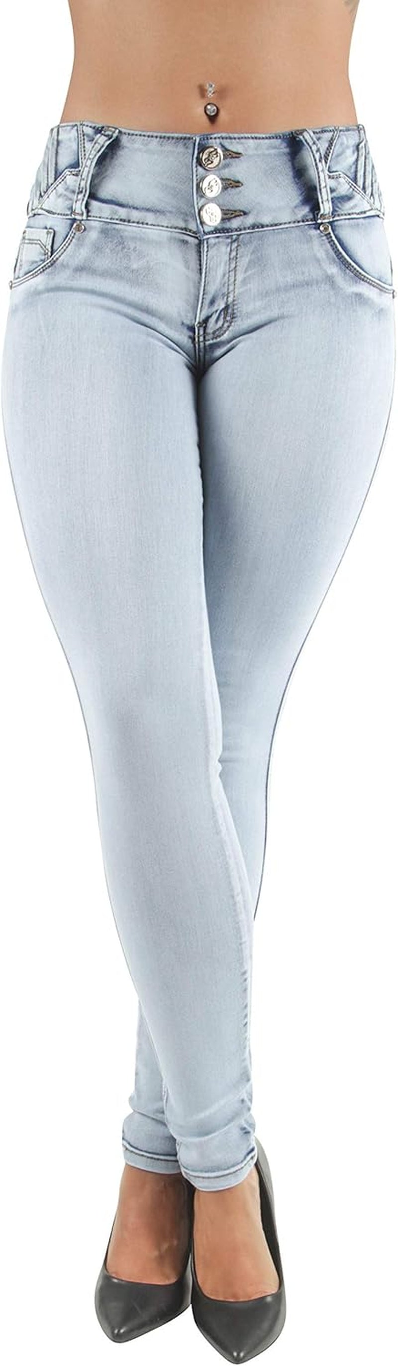 Women'S Juniors/Plus Colombian Design Butt Lift Push up Mid Waist Skinny Jeans