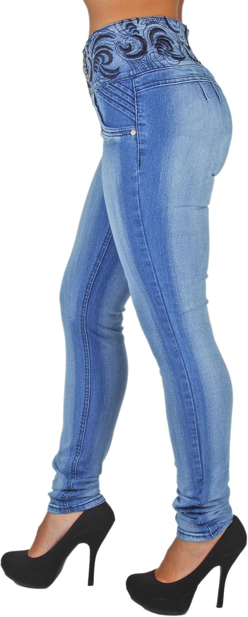Plus/Junior Size Mid Waist Colombian Design Butt Lift Skinny Jeans