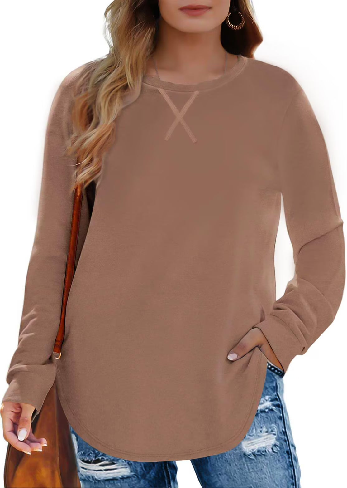 plus Size Sweatshirts for Women Crewneck Casual Tunic Tops Long Sleeve Shirts