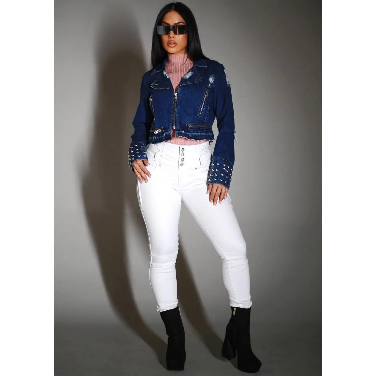 MX JEANS Embroidered Back Push up White Stretch Skinny Jeans
