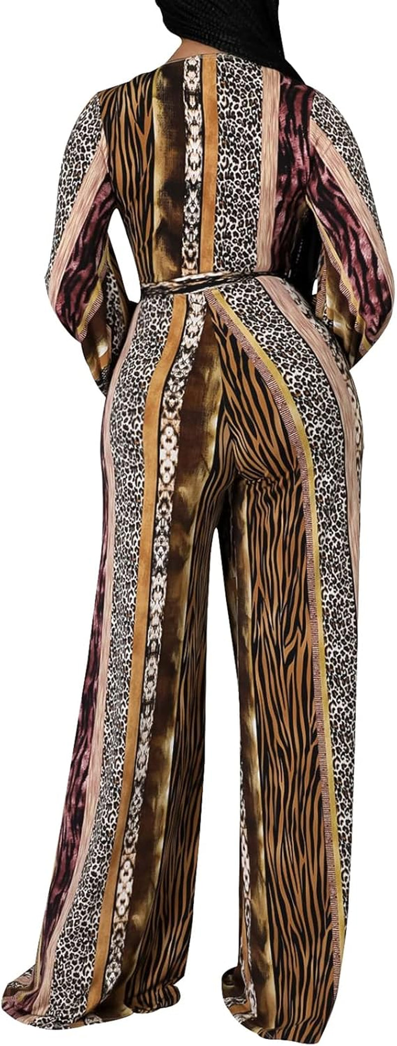 Women'S Sexy Floral Print Elegant One Piece Clubwear Deep V Neck Long Sleeve Casual Jumpsuits