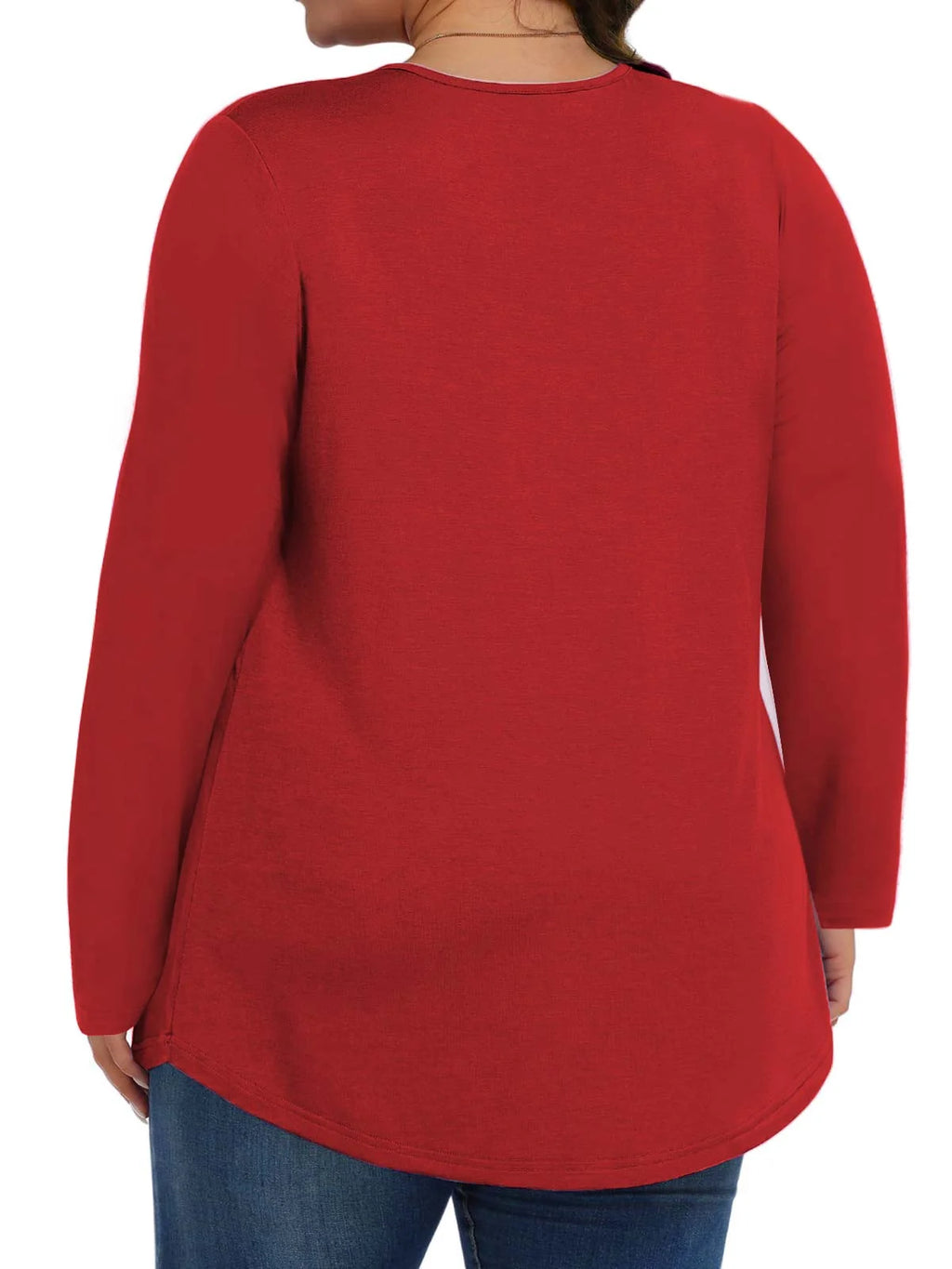 Womens plus Size Tops Fall Long Sleeve Shirts Crew Neck Casual Loose Tunic Blouses