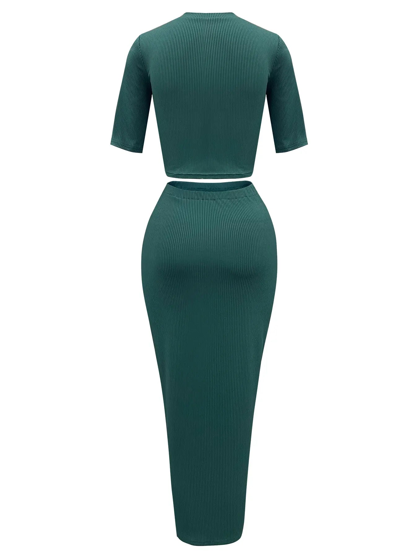 Women'S Knitted Slim-Fit Short Sleeve Top & Asymmetrical Hem Midi Skirt Set, Sexy Summer, 2 Piece Set, Moderate Fabric Thickness, Womenswear