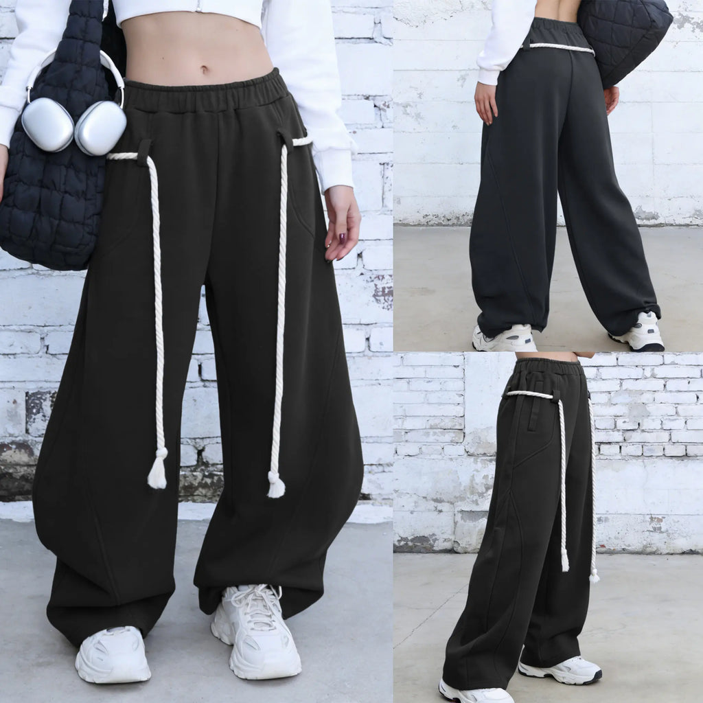 SCUSTY Baggy Barrel Sweatpants Wide Leg Pants for Women Casual Elastic Waist Unisex Lantern Trouser Pants