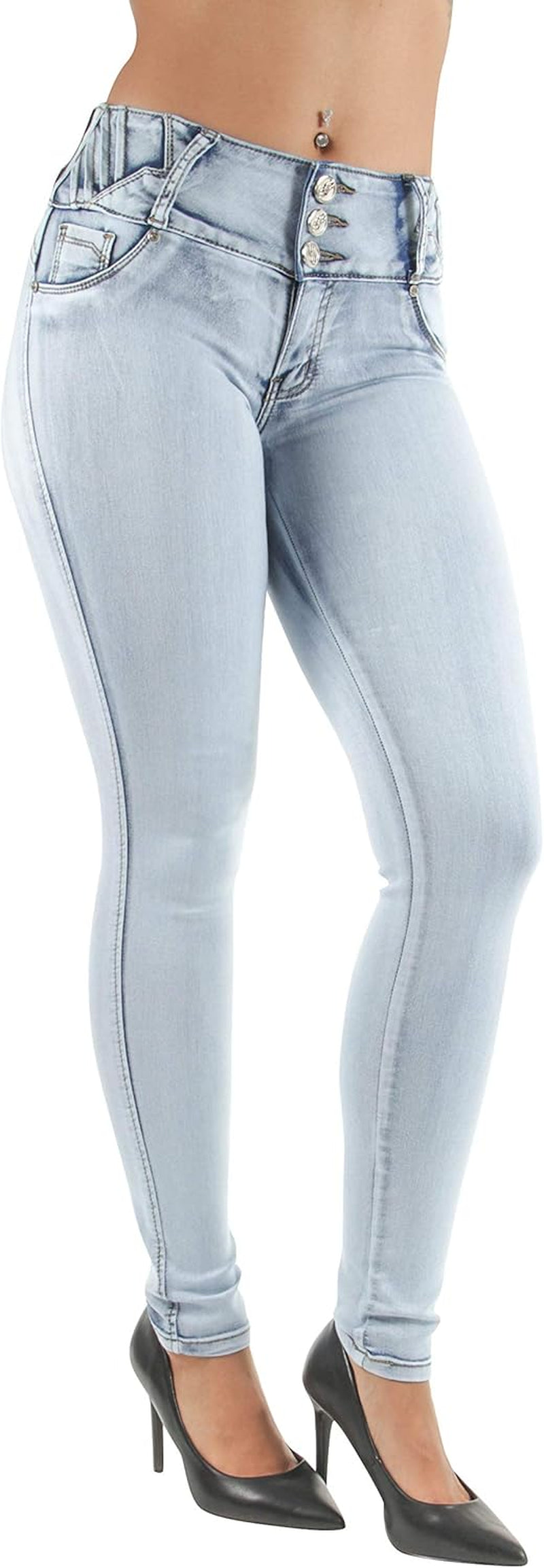 Women'S Juniors/Plus Colombian Design Butt Lift Push up Mid Waist Skinny Jeans