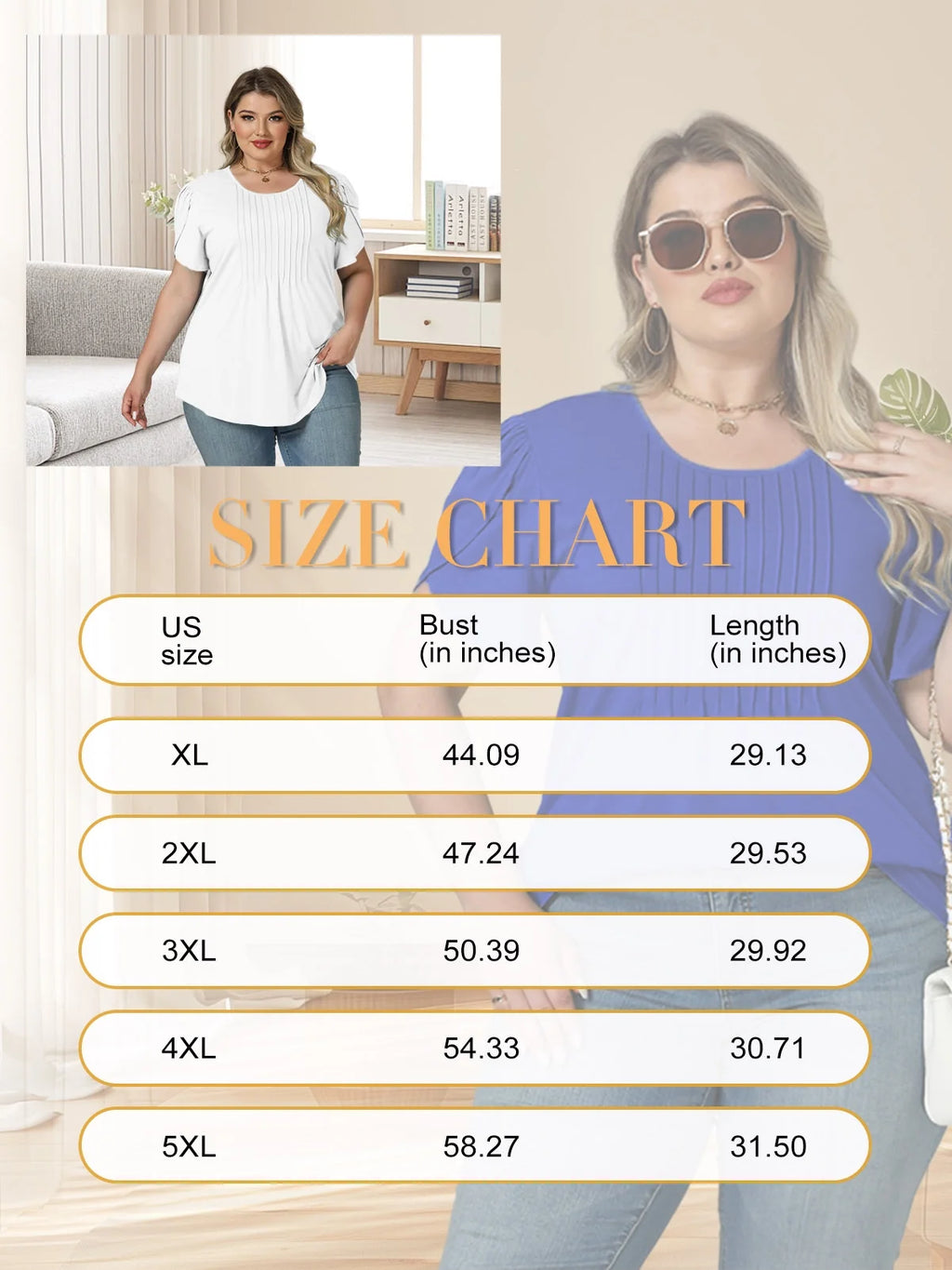 Womens plus Size Tops Dressy Petal Sleeve Shirts 2025 Crew Neck Summer Loose Fit Blouses 5X Lake Green