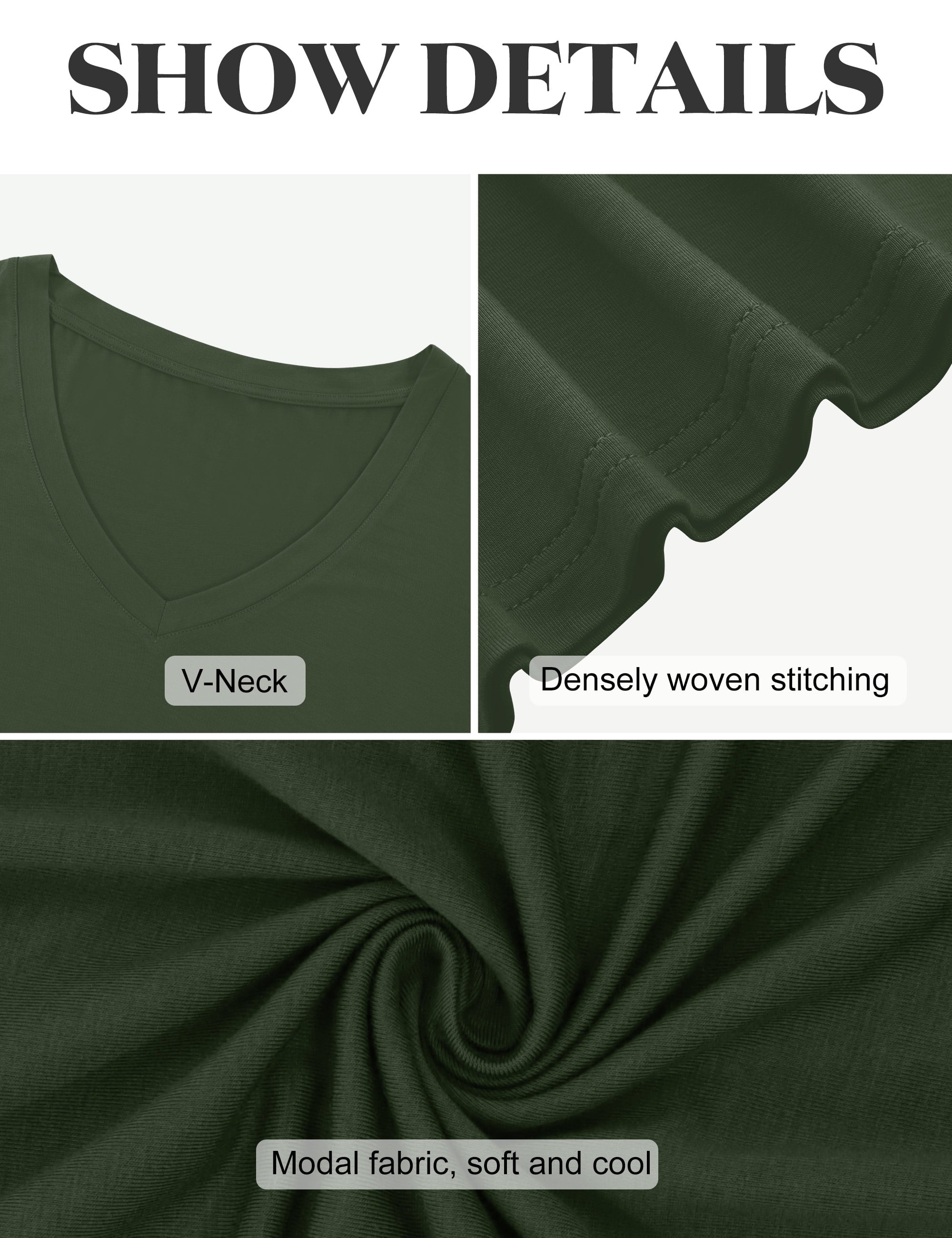 Women plus Size T Shirts V Neck Loose Fit Basic Tops, Army Green 5XL