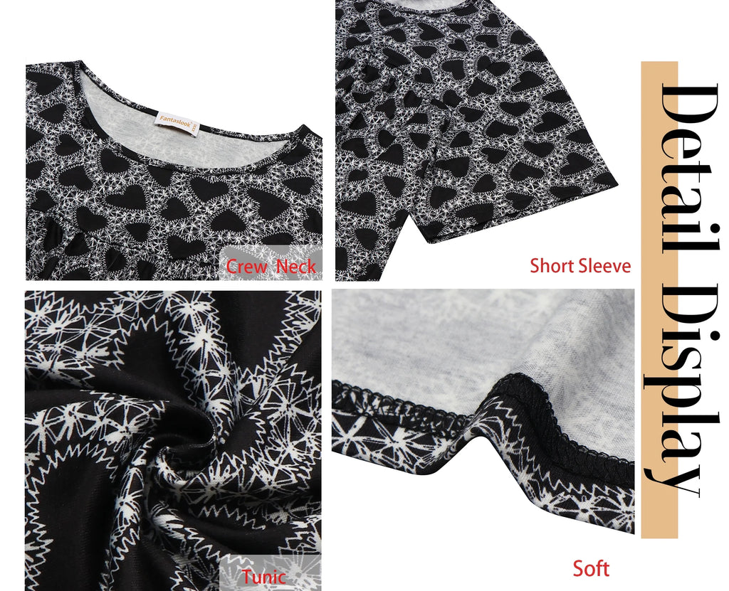 Womens plus Size Tops Tunic Short Sleeve Shirts Floral Blouses Loose Summer Tops
