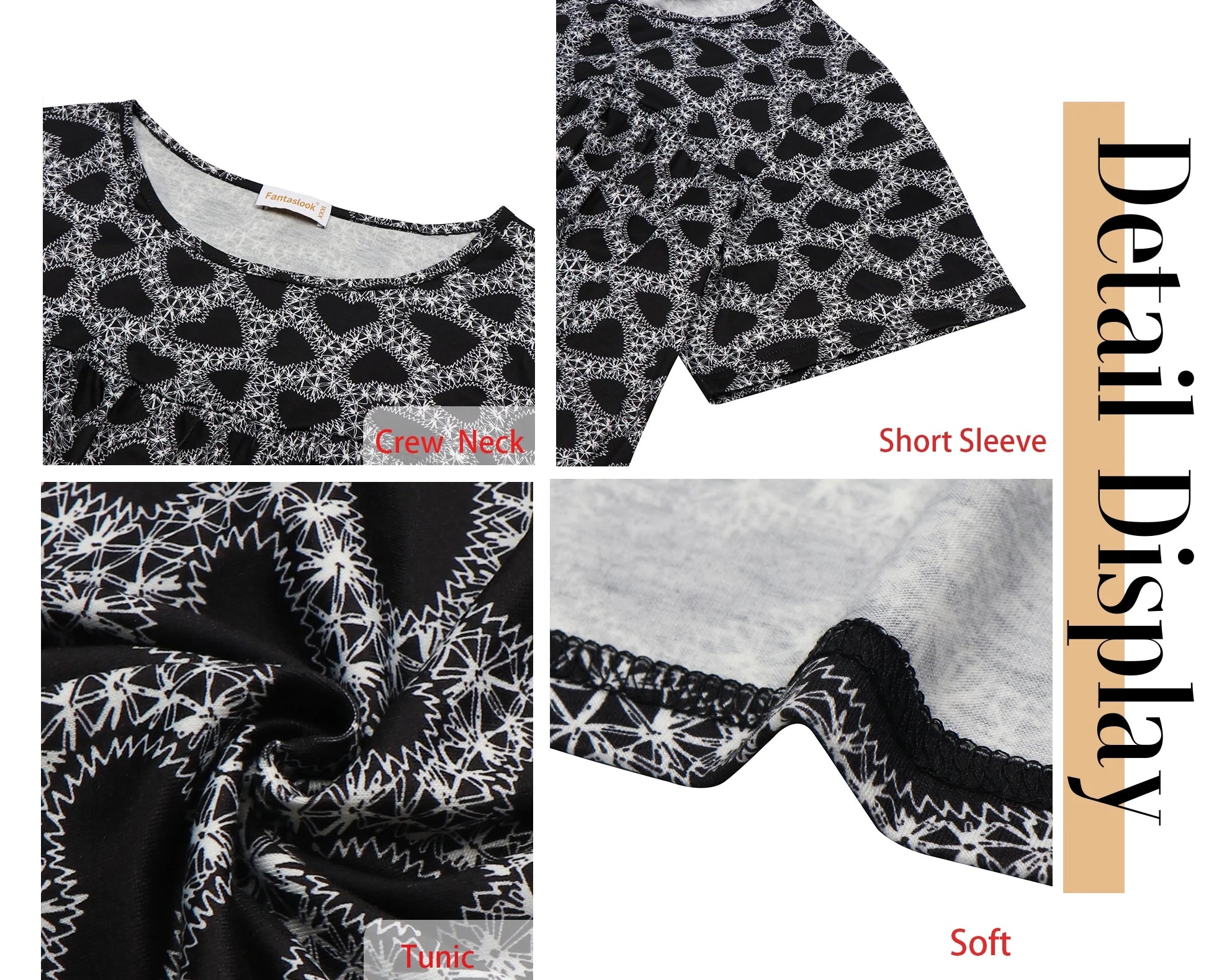 Womens plus Size Tops Tunic Short Sleeve Shirts Floral Blouses Loose Summer Tops