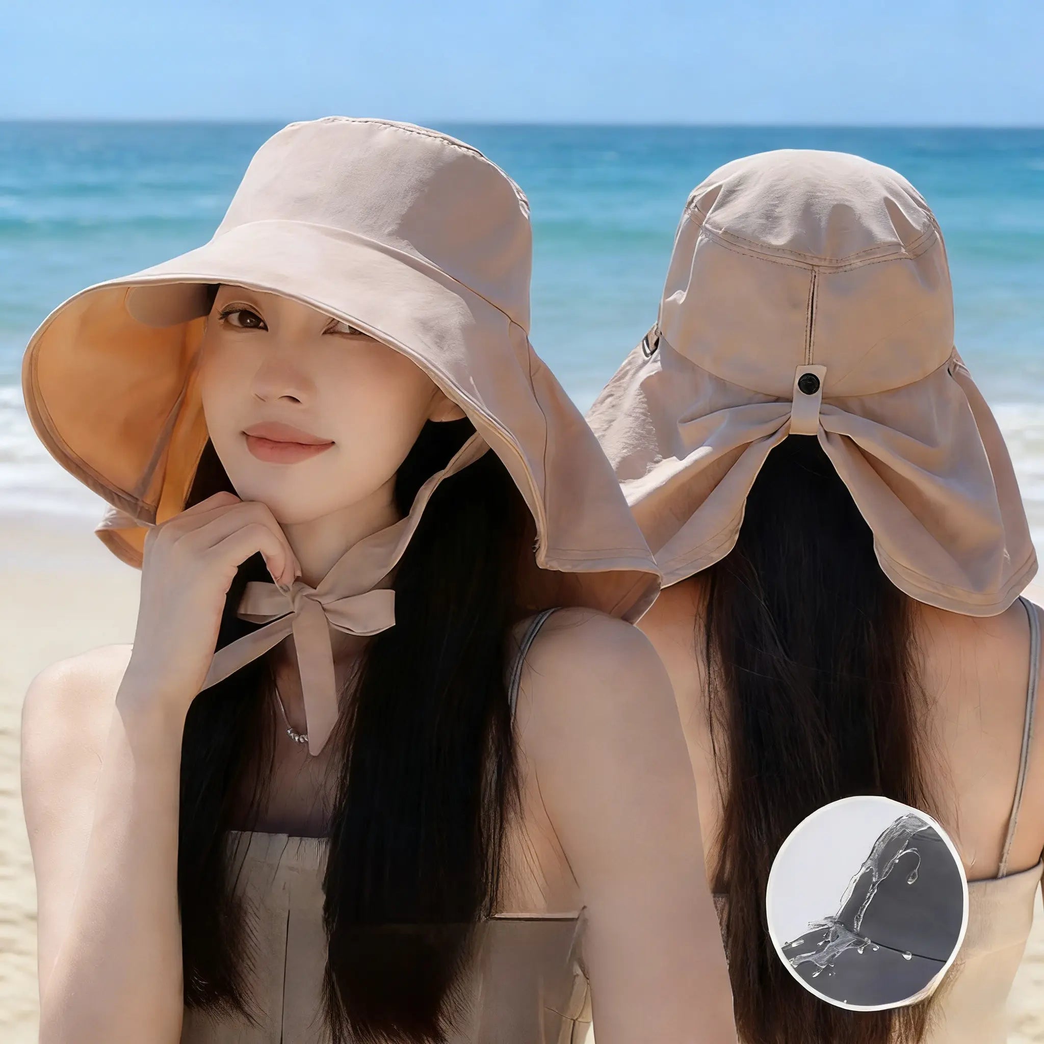 Spring/Summer Wide-Brimmed Sun Hat, Korean Style Fashion Shawl, Outdoor Double-Layer Quick-Drying Waterproof Fisherman Hat