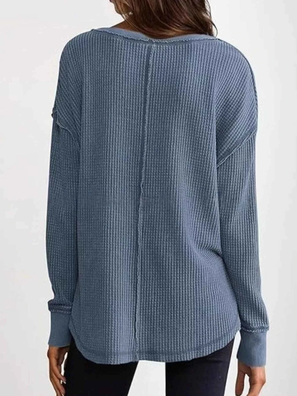 Slit Notched Long Sleeve T-Shirt