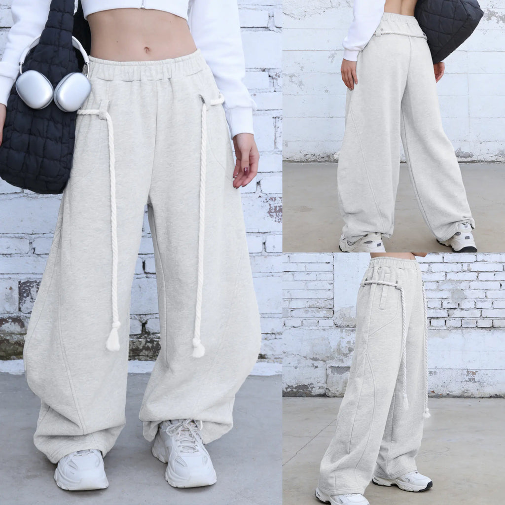 SCUSTY Baggy Barrel Sweatpants Wide Leg Pants for Women Casual Elastic Waist Unisex Lantern Trouser Pants