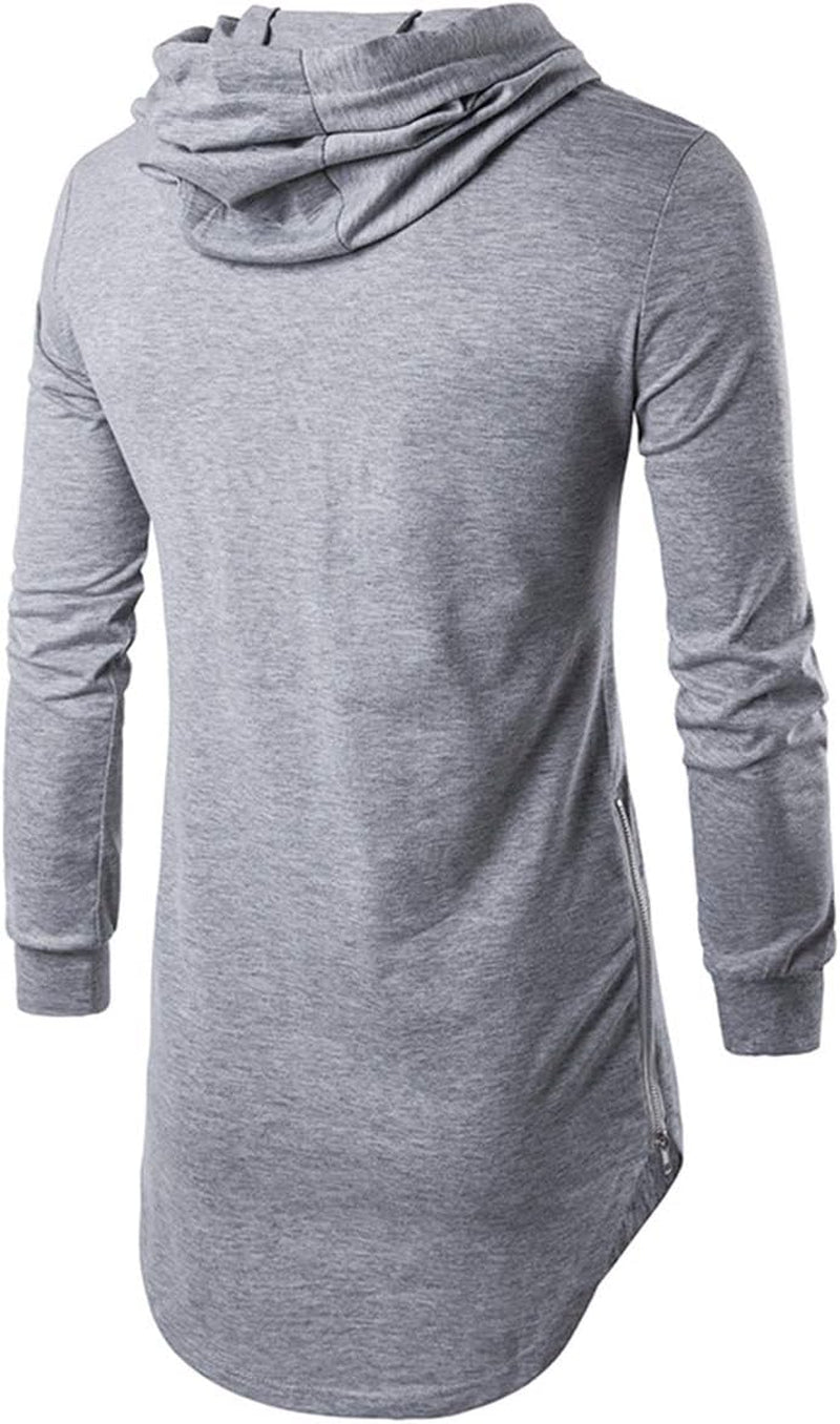 Mens Hipster Long Sleeve Side Zipper Hooded Shirt Pullover Sweatshirt