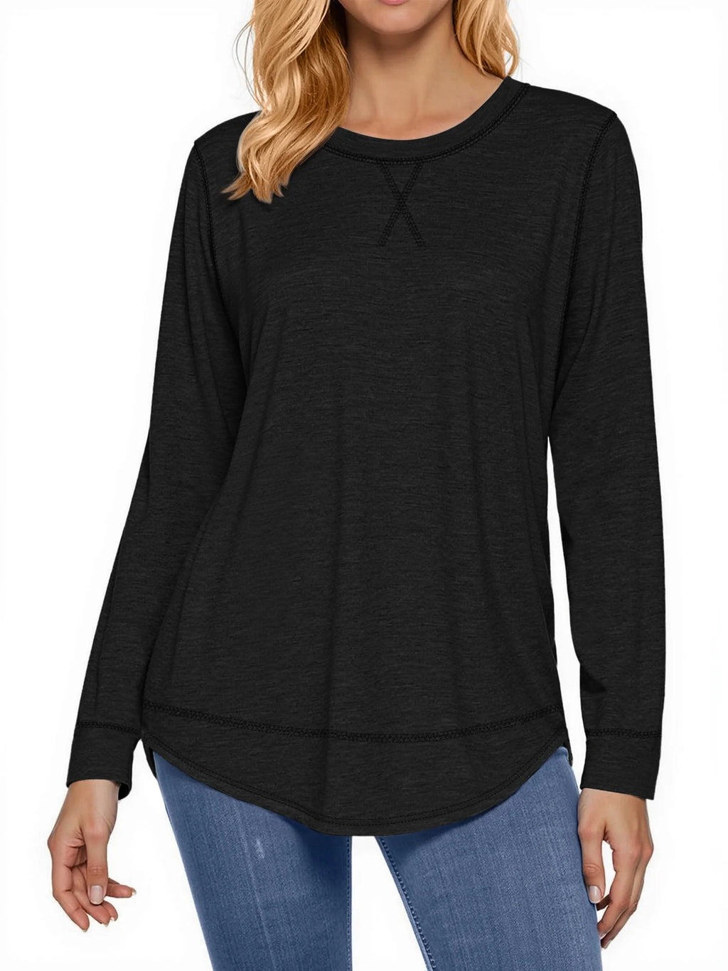 Womens Fall Tops Long Sleeve Shirts Casual Tunic Top Basic T Shirts Tees