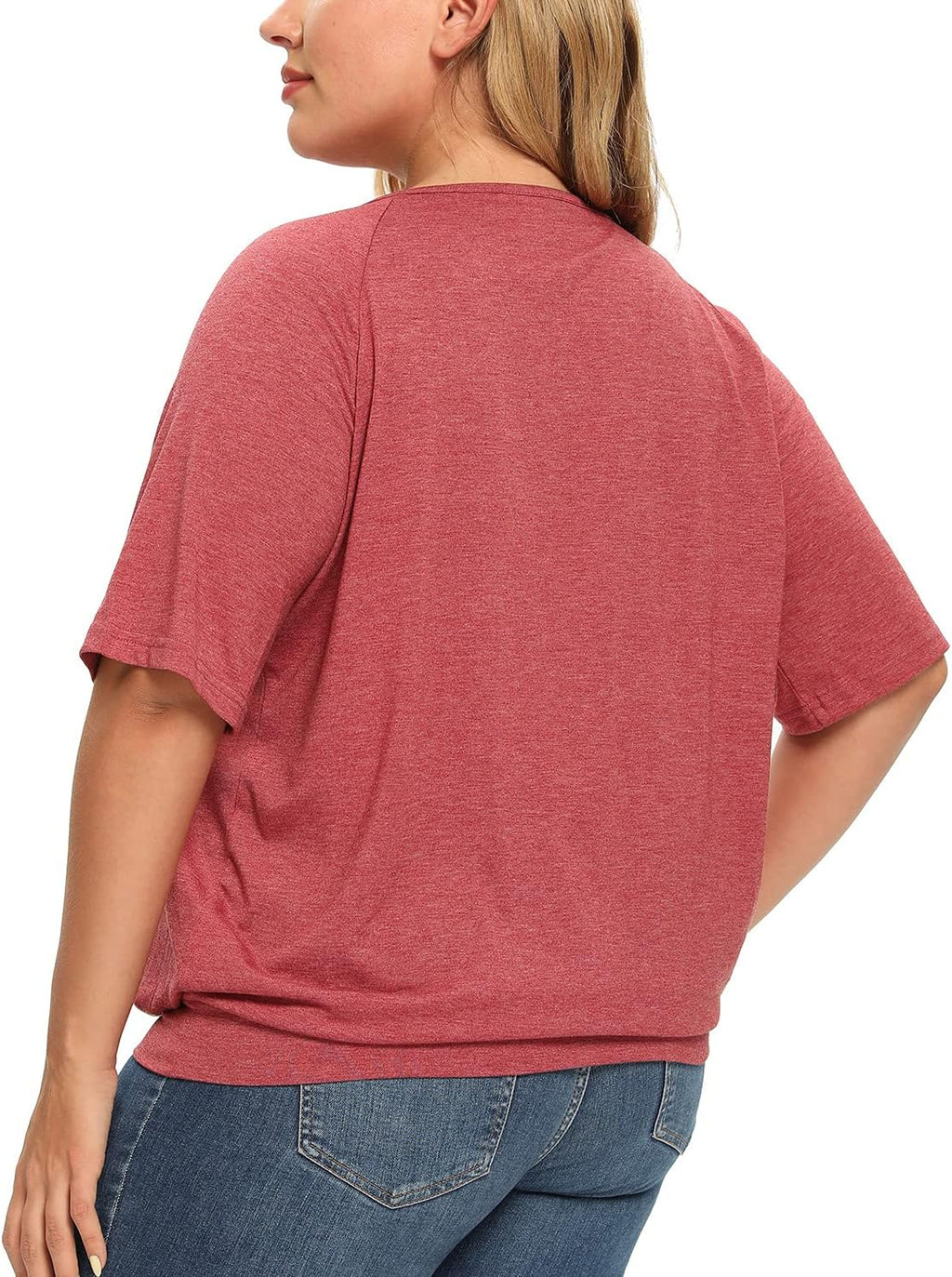 Women'S plus Size Tops Pleated V Neck Loose Baggy Blouse T Shirts