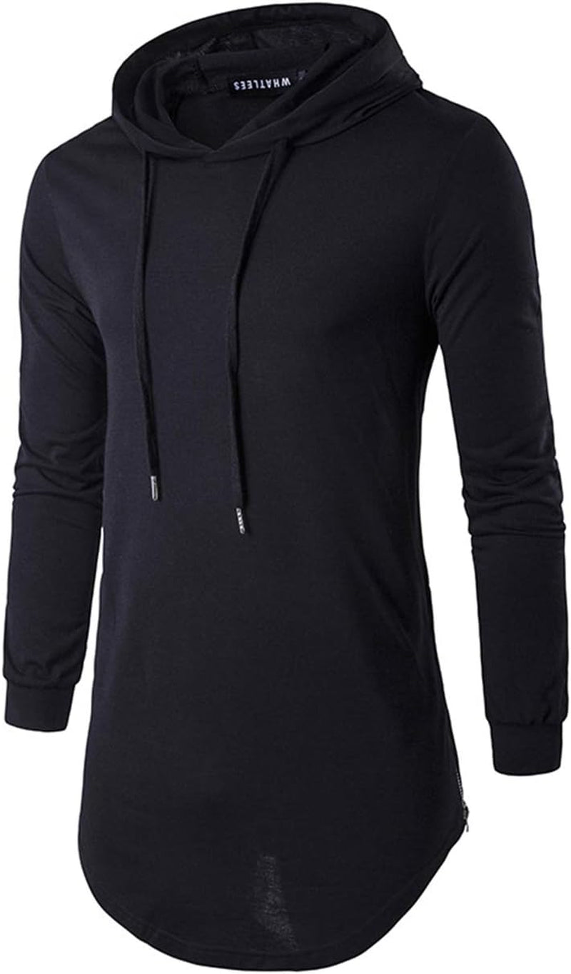 Mens Hipster Long Sleeve Side Zipper Hooded Shirt Pullover Sweatshirt