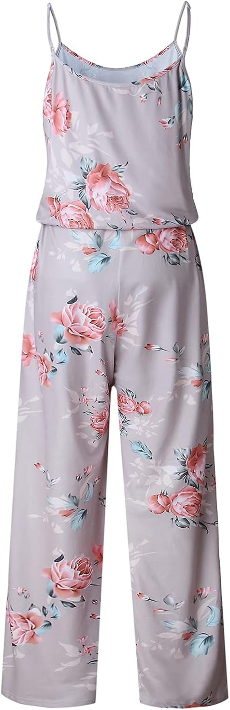 Women'S Floral Printed Jumpsuits Solid Rompers Casual Comfy Striped Jumpsuit with Pockets