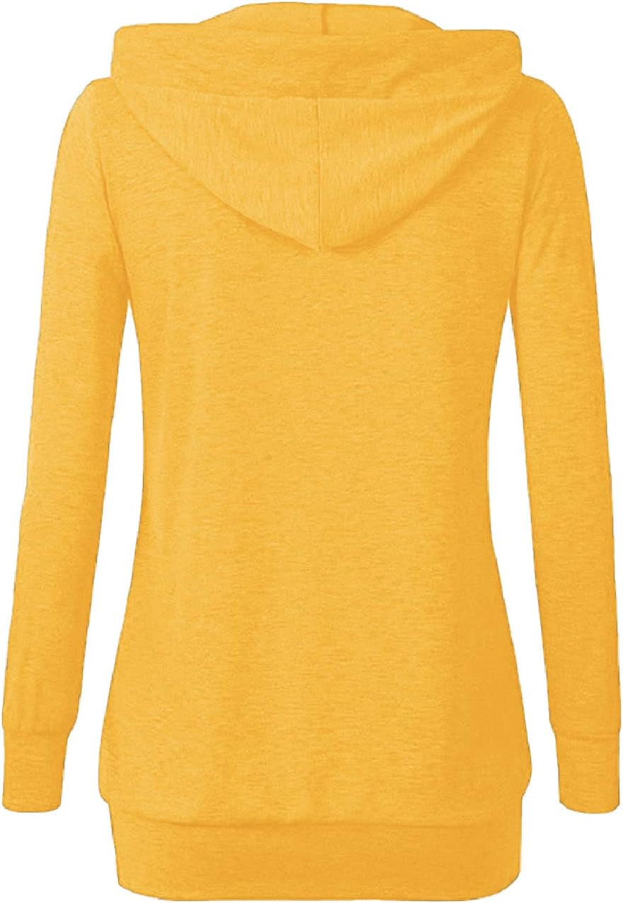 Women'S Sweatshirts Long Sleeve Button V-Neck Pockets Pullover Hoodies