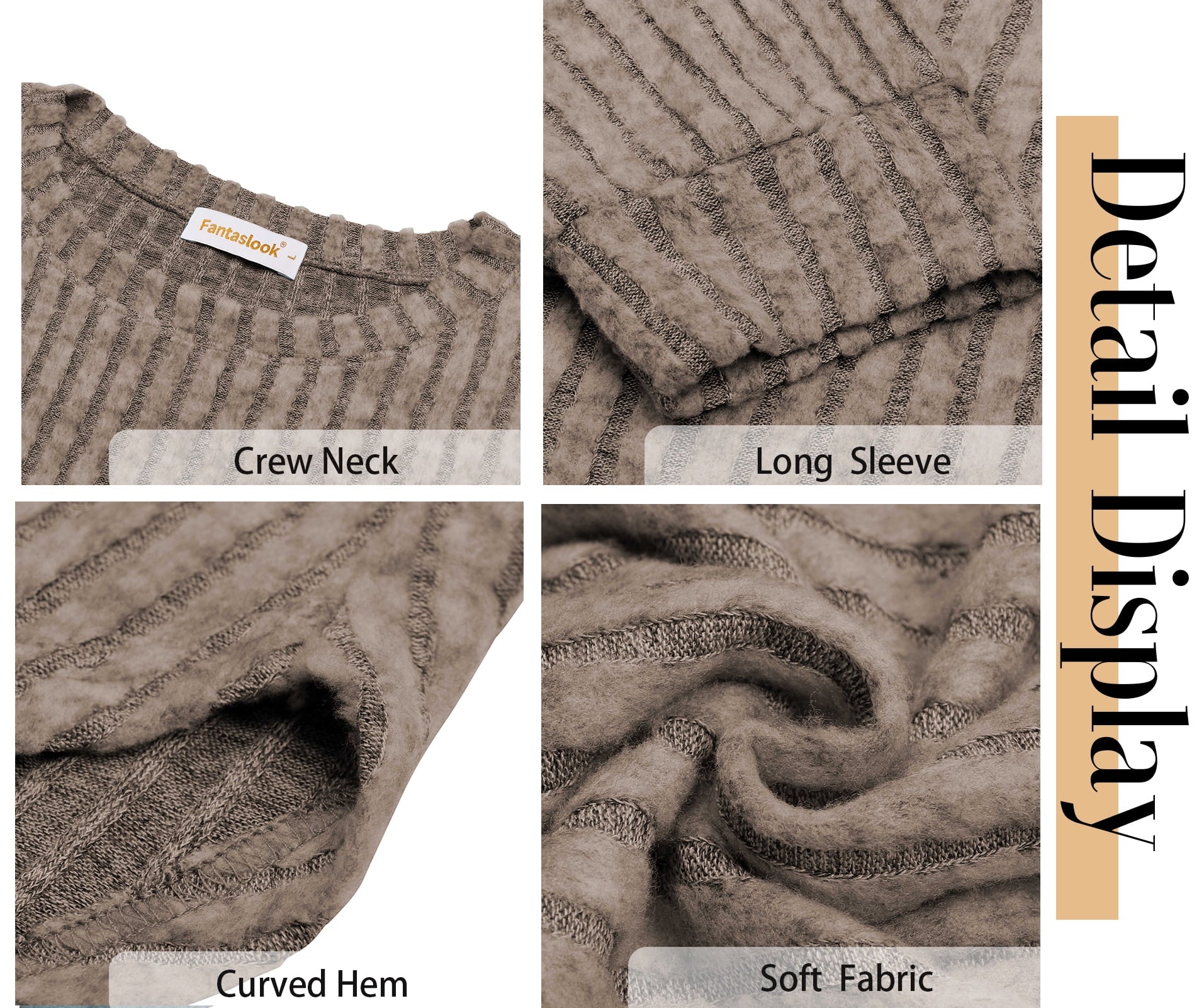 Crewneck Long Sleeve Shirts Loose Tunic Tops Curved Hem Fall Pullover