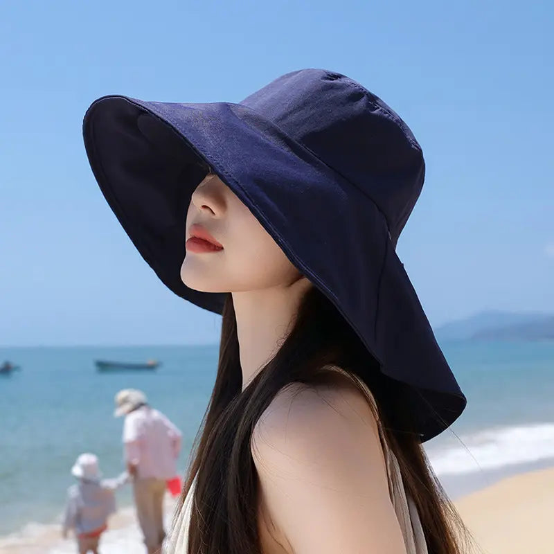 Spring/Summer Wide-Brimmed Sun Hat, Korean Style Fashion Shawl, Outdoor Double-Layer Quick-Drying Waterproof Fisherman Hat