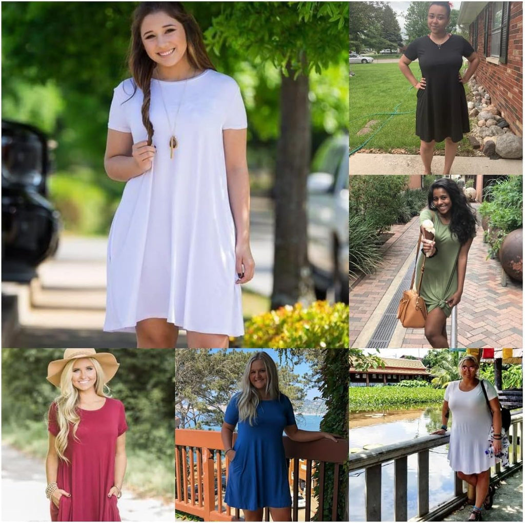Womens plus Size Casual Dresses Summer Tshirt Dress Swing Short Sleeve Vacation Beach Coverup