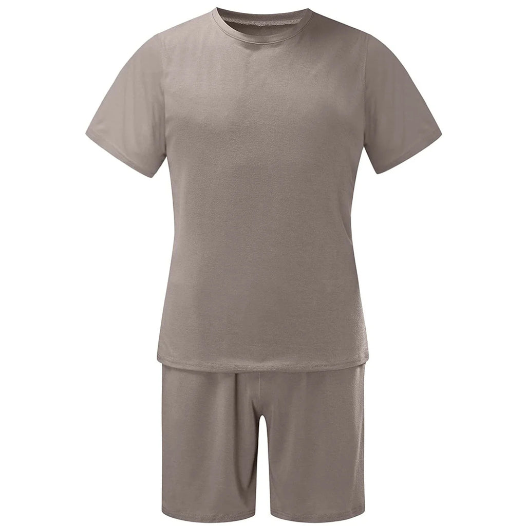 Mens Shorts Set Summer 2 Piece Outfits Casual Solid Shirt and Short Sets Athletic Sportswear Suit Sweatsuit Tracksuits