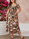 Modern plus size women's temperament commuting loose printed dress